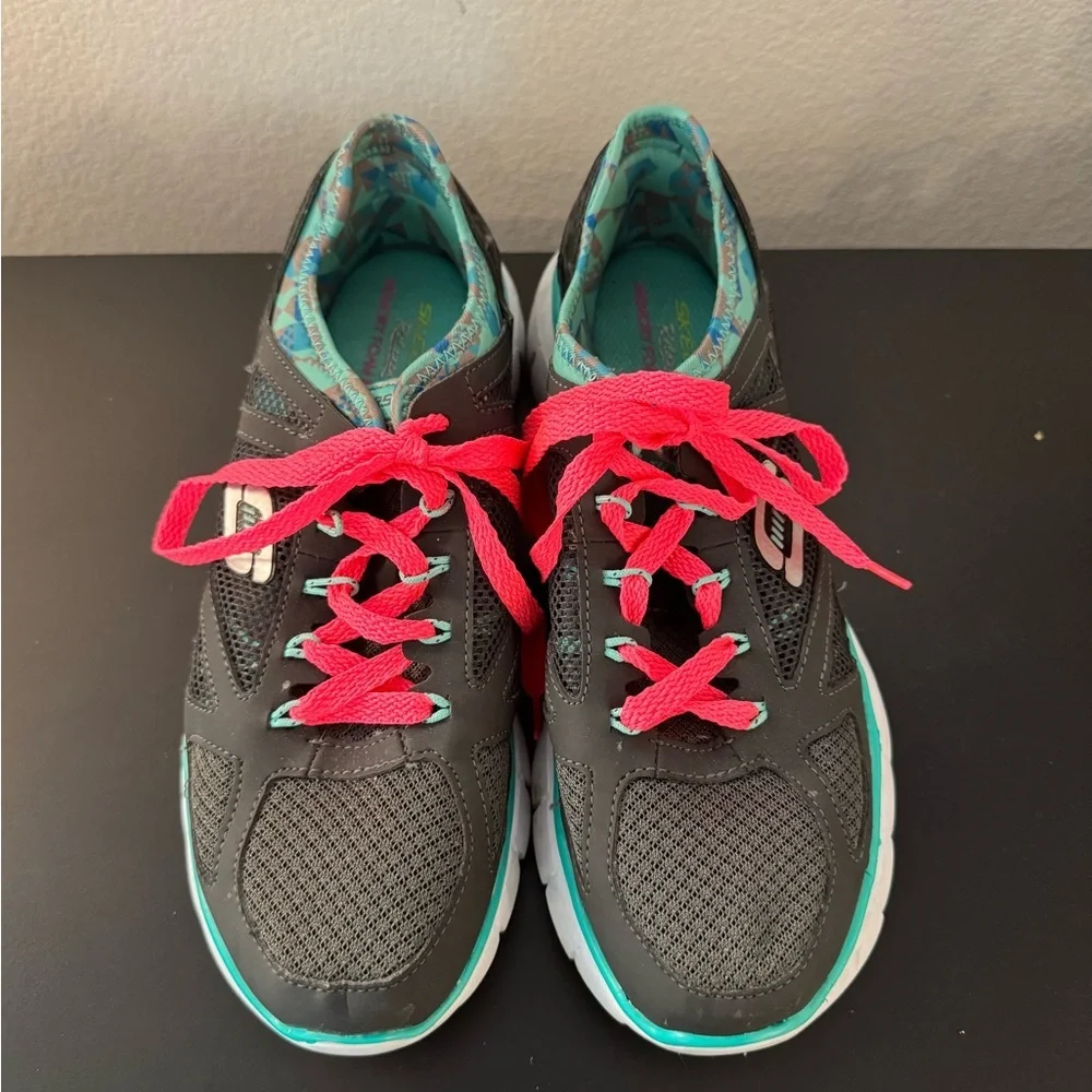 Skechers Women’s Skech‎ Flex Ultimate Gray Teal Sneaker Running Shoes Size 9.5